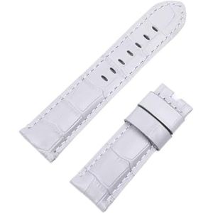 LUGEMA Krokodil Patroon Echte Horlogeband For Panerai Band PAM441 Armband Vlindergesp 24mm 26mm (Color : Grey Grey Line, Size : 26MM PAM MARK_BLK FOLDING BUCKLE)