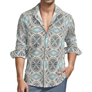 Bloem blad Casual Heren Shirts Lange Mouw met Zak Hawaii Shirt Vakantie 4XL