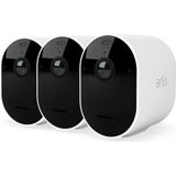 Arlo Pro 4 draadloze WiFi-beveiligingscamera voor buiten, 2K HDR, 160˚ kleurennachtzicht, sirene, bewegingsdetectie, 2-weg-audio, 6 mnd batterij, incl. proefp. Arlo Secure, 3 cam, wit