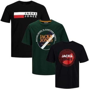 JACK & JONES Heren T-shirt 3-pack ronde hals Jam14 Tee Shirt S, M, L, XL, XXL, Pakket van 3 grote maten # 79, 7XL