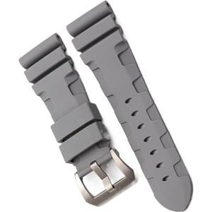 dayeer Natuur rubberen horlogeband voor Panerai Submersible Luminor PAM-band met vlindersluiting 26 mm (Color : Gray Pin, Size : 26mm S B)