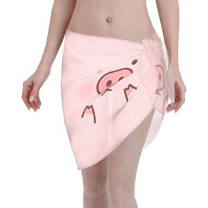 Leuke varkensprint elegante strandwrap, bikini cover-up, badmode jurk, voor vrouwen, perfect voor zwembad en resort zwart, Zwart, one size
