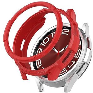 Watch Case BZN for Samsung Galaxy Watch 6 Classic 43 mm roterende ring + TPU Armor Watch beschermhoes (blauw) (groen) (rood) enz (Color : Red)