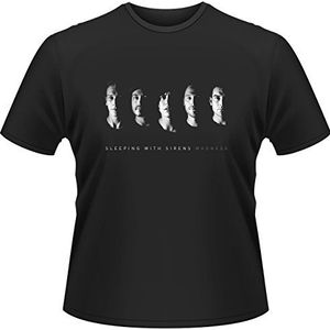 Plastic Head Heren slapen met sirenes foto gestreepte kraag T-shirt met korte mouwen, zwart, X-Large