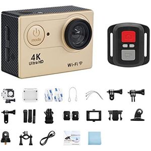 Actiecamera Ultra HD 4K/30fps Outdoor Mini Actie Camera Afstandsbediening Sport Camera Waterdichte Pro Moto Helm Sport Camera(No Card,Gold-Telecontrol)