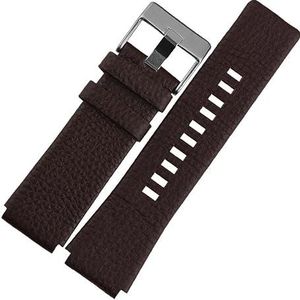 LQXHZ Lederen Horlogeband Compatibel Met Diesel DZ1089 DZ1123 DZ1132 Vervangende Horlogeband Bolle Mondband 28mm 30mm (Color : Brown silver buckle, Size : 30X18mm)