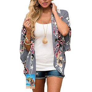 YULOONG Womens Cover Ups Chiffon Bloemenprint Kimono Losse Sjaal Vest Boho Zomer Casual Blouse Top Sexy Strand Badmode Capes