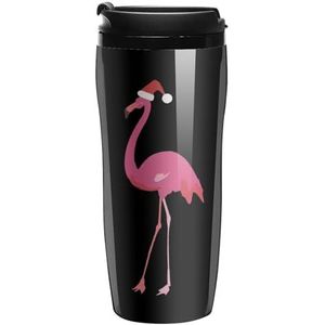Kerst Flamingo Koffiekopjes Met Deksels Dubbele Muur Plastic Reizen Koffie Mok Verwijderbare Dranken Tumbler 350ml