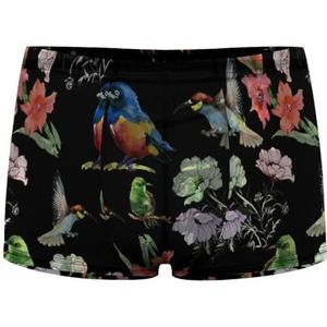 Aquarel Bloeiende Bloemen En Vogels Heren Boxer Slips Sexy Shorts Mesh Boxers Ondergoed Ademend Onderbroek Thong