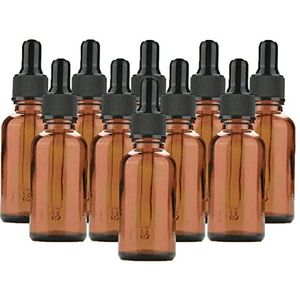 SKYPRO 10 Stks Amber Glas Druppelflesjes Met Zwarte Caps, 30ML Glas Oogdruppelaar Flessen voor Etherische Oliepipet Hervulbaar