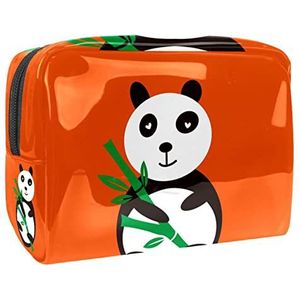Cosmetische tas voor dames,kleine make-uptas voor portemonnee,Oranje Originele Panda,Cosmetische reistas,make-uptasje