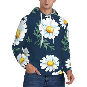 Jkkghll Daisy' Print Heren Hooded Warme Lichtgewicht Trui Voor Winter Herfst En Lente Casual Wear, Zwart, XS