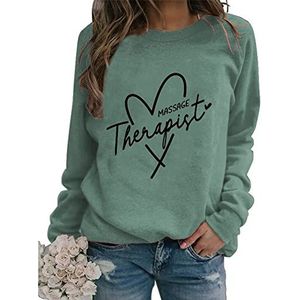 Massage Therapist Sweatshirt for Women Letter Printed Crew Neck Pullover Tops Heart Graphic Physical Therapy Gift