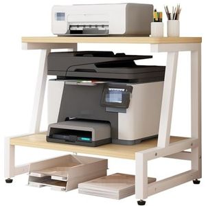 Tafel voor Printer Printerkastje Printerstandaard Met 2 Niveaus En Wielen, Kantoorprinterplank, Mobiel Printerrek, Printerkar Printertafel Printerstandaard(Natural)