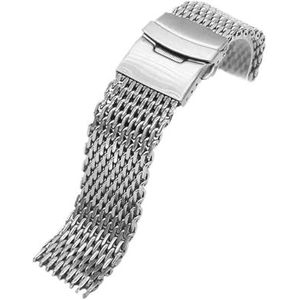 Milanese lusarmband geschikt for Samsung Galaxy Watch geschikt for Huawei geschikt for Xiaomi roestvrijstalen gaas weven 18 20 22 24 mm dubbele knopband(Color:Silver,Size:20mm)