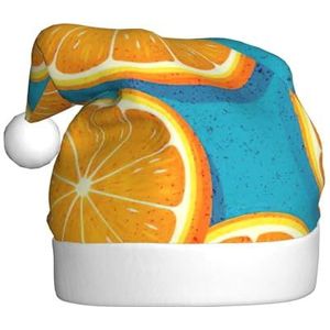 ENVEED Verse oranje fruit vakantie decoratie hoed - volwassen pluche kersthoed, de perfecte kerst decoratieve hoed
