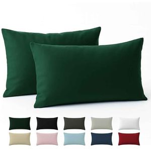 Kussenkussen 50x70 Versterkte katoen (set van 2) - Groen - strak weefsel van 57 draden/cm² - kussenkussen 50 x 70 cm - gecertificeerde oeko