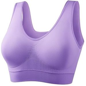 DCNIYT Vrouwen BH Plus Size Naadloze Brassiere Ademend Draad Gratis Bralette Ondergoed Comfortabele Actieve Gewatteerde Brassiere Crop Top, Paars, XL