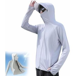 Ice Slik Lichte Sonnenschutzhemd UV-Beschützung, Slim Hoodie Weiches Anti-UV Jacke (Hellgrau)