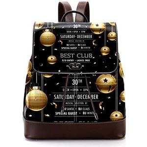 Gepersonaliseerde casual dagrugzak tas voor tiener kerst gouden ballen in zwarte achtergrond schooltassen boekentassen, Meerkleurig, 27x12.3x32cm, Rugzak Rugzakken