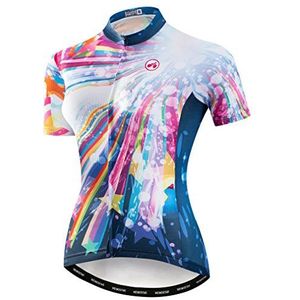 weimostar Wielertrui voor dames, reflecterende tops met korte mouwen, ademende mountainbike-shirts voor mountainbiken, Meerkleurig, XXL