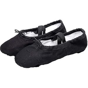 Canvas Balletschoenen Dans Gymnastiek Yogaschoenen Splitzool Ademend Slip-On Voor Kind Adult Unisex,zwart,37 EU