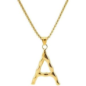 Dames Heren Engelse Letter Hanger 18K Roestvrij Stalen Ketting Goud Vierkant Parelketting Letter Ketting Sieraden(Color:Single Pendant A_18K)