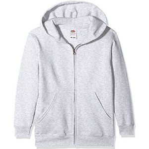 Fruit of the Loom Jongens Classic Hooded Sweat Jacket Kids Hoodie, grijs (Heather Grey 123), 128 cm