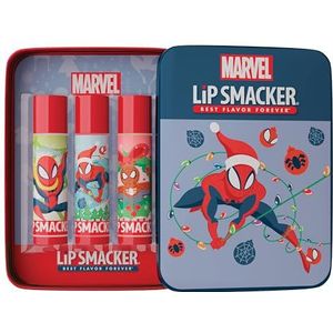 Lip Smacker Lip Balm Tin Trio, 3-Piece Kids Lip Balm Gift Set, Holiday-Themed Spiderman Edition, Moisturizing and Easy-to-Apply, Infused with Castor Seed Oil, Spiderman