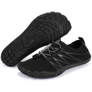 Orgonite Unisex blotevoetenschoenen voor dames en heren, sneldrogende trailschoenen, ademend, fitnessschoenen, zacht, licht, badschoenen met antislipzool en brede teenbox, A020 zwart, 44 EU