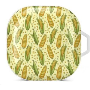 Geel maïspatroon oordopjes hoesje compatibel met Samsung hard shell beschermhoes witte stijl