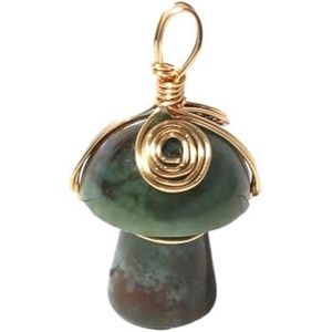 Natuursteen Paddestoel Vorm Hanger Roze Kristal Aventurijn Jades Bedels for Sieraden Maken DIY Ketting Oorbel Accessoires (Color : Aquatic Agate)