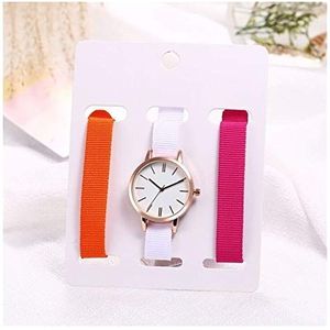 3pcs New Fashion Lady Holiday jurk horloge Suit Rose Gold Silver Clock Horloge Nylon Strap pols horloges for vrouwen (Color : 5)
