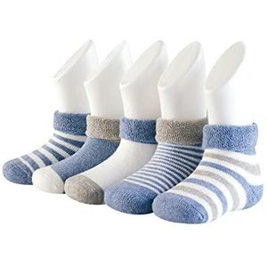 Adorel Baby Jongens Sokken Katoen Gevoerd 5-Pak Diepblauw 1-3 Jaar (Fabrikant Maat L)