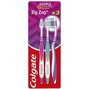 COLGATE - Tandenborstel COLGATE Zig-Zag zachte borstelharen – handvat met 25% gerecycled kunststof – 3 stuks