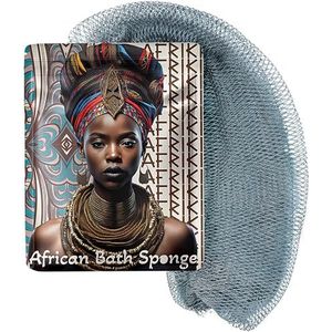 AFRIKI Afrikaanse netspons, authentieke Afrikaanse exfoliërende spons, zwart eigendom, rugscrubber, 114 cm lang, voor normale tot gevoelige huid, voor dagelijks gebruik, Earth Collection