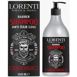 LORENTI TOKYO & SEOUL Barber Shampoo tegen haaruitval voor mannen, 1000 ml, effectief tegen haaruitval, versterkend, regenererend, groeibevorderend, shampoo voor mannen