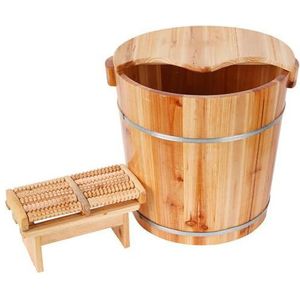 PA-DABAOO Houten Voetbassin, Houten Voetbad Met Deksel, Hydromassagevoettherapiekom, Massief Houten Voetbad Emmer, Pedicure Bassin, Voet Weken Voor Huis Sauna Spa,A5 style