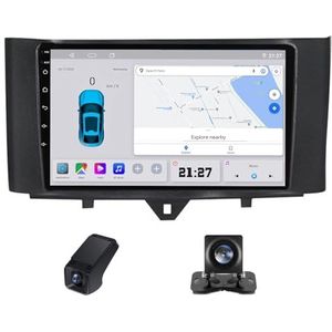 Android 14 Autoradio geldt voor Mercedes Benz Smart Fortwo 2 2010-2015 Autoradio 2 Din Draadloze Carplay Android Auto 9 Inch Touchscreen met GPS-navigatie WIFI FM RDS/EQ Camera(C10)
