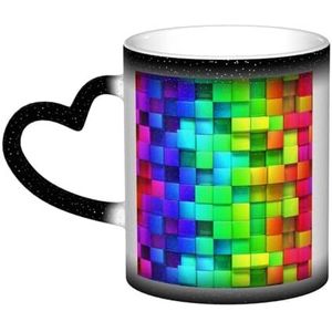 Regenboog Kleur Plaid, Keramiek Mok Warmtegevoelige Kleur Veranderende Mok in de Hemel Koffie Mokken Ceramische Kop 330ml