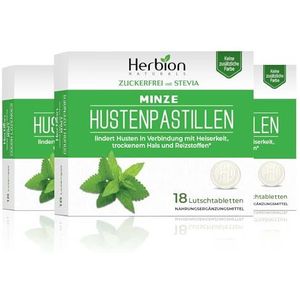 Herbion Naturals Suikervrije zuigtabletten met natuurlijke muntsmaak - 18 zuigtabletten - 3-pack - 54 zuigtabletten