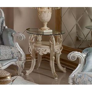 Casa Padrino luxury baroque side table white/blue/gold - Magnificent Solid Wood Baroque Style Table - Baroque Living Room Furniture - Noble & Magnificent