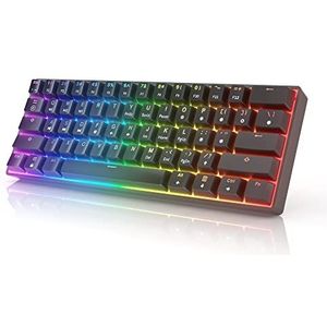 GK61 Mechanisch Gaming-toetsenbord - 61 toetsen Multi Color RGB Verlichte LED Backlit Bedraad Programmeerbaar voor PC/Mac Gamer Clicky Switch (Gateron Optisch Blauw)