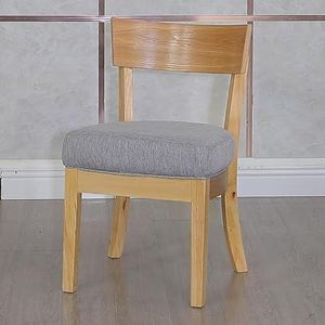 BEDOIN Eetkamerstoel Eiken Kader Met Opgeschuimd Ecru Polyester bekleding Mid-Century Moderne Stof het Dineren Stoelen met Natuurlijk Gebeëindigd Rubberwood Kader B