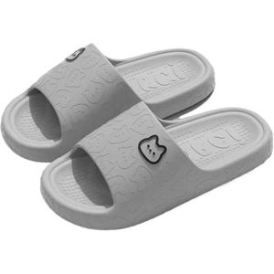 UBOHUZ Zomer Slippers Badkamer Antislip Thuis Strand Slippers Vrouwen Slipper Sandalen Slides Indoor Outdoor Voor Badkamer, Zwembad, Grijs, 44-45(fit 43-44)