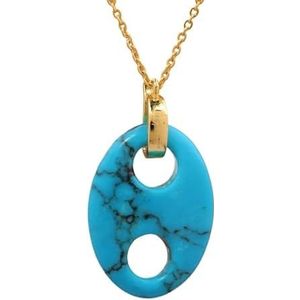 Women Gold Chains Pendant Necklace Bohemia Natural Amazonite Amethyst Necklace Teengirls Jewelry Gift (Color : BlueTurquoiseGold)