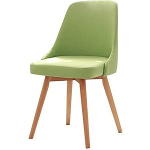 GEIRONV 1 Stuk Eetkamerstoel,voor Thuis Slaapkamer Woonkamer Computer Stoel Moderne Eenvoud Kleding Stof Massief Hout Make-up Stoel Eetstoelen (Color : Apple green)