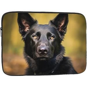 Zwarte Duitse Herder Hond Print Laptop Case Waterdichte Schokbestendige Computer Sleeve Case Laptop Protector voor Reizen Werk 17 inch