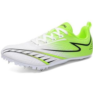 ZHENSI Atletiekschoenen Heren Dames Sprint Hardlopen Race Spikes Sneakers Lichtgewicht Professionele Springschoenen,Groen,35 EU