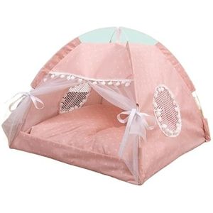 Zachte Kattenslaapplaats Hond Kat Tent Kattenbed Voor Bed Draagbare Dieren Tenten Indoor Outdoor Huisdier Bed Tent Hond Kattenbed Huisdierbed (Color : Rosa, Size : 36x36x32cm)